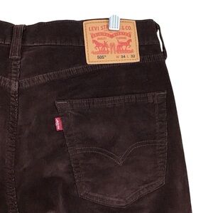 Levi's 505 Men's Dark Brown Corduroy Pants 34 X 32